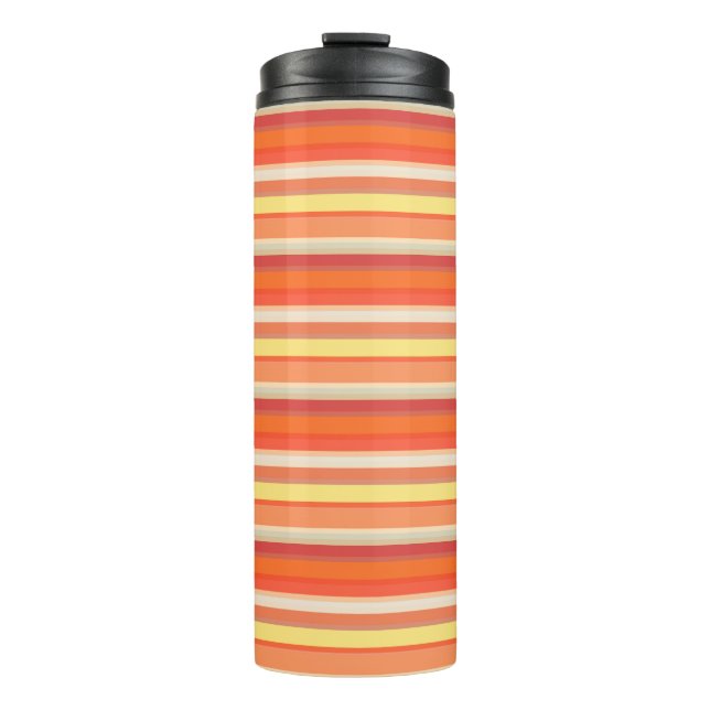 Niedlich orangefarbene Streifen Thermosbecher (Vorderseite)