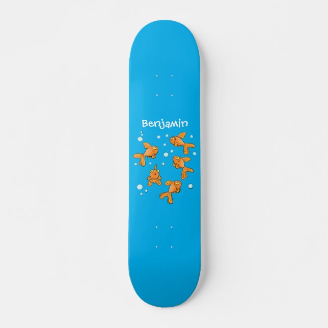 Niedlich orangefarbener Goldfisch auf der Abbildun Skateboard (Vorne)