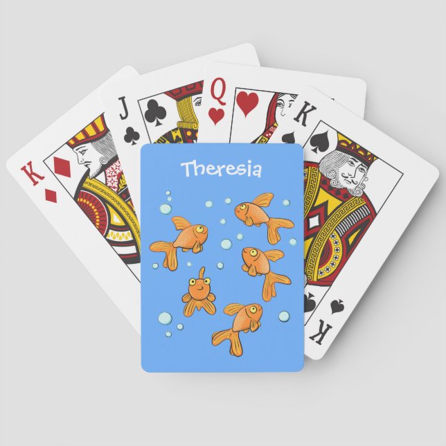 Niedlich orangefarbener Goldfisch auf der Abbildun Spielkarten (Rückseite)