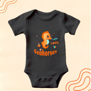 Niedlich-orangefarbenes Seepferd Baby Strampler