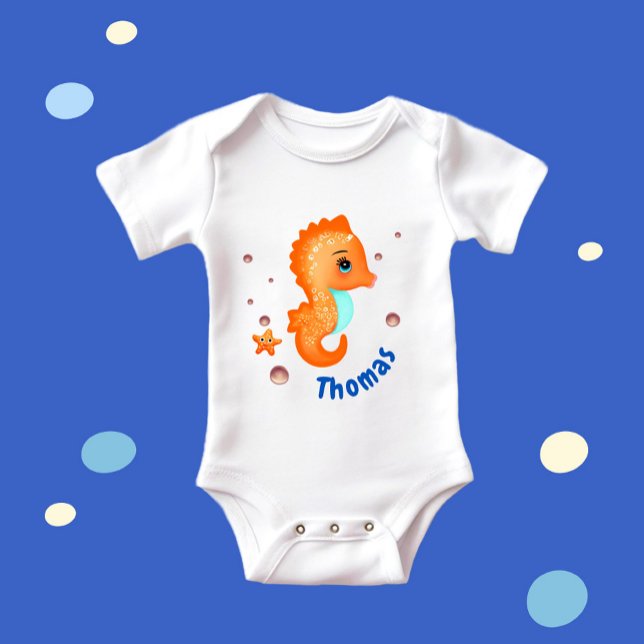 Niedlich-orangefarbenes Seepferd Baby Strampler (Von Creator hochgeladen)