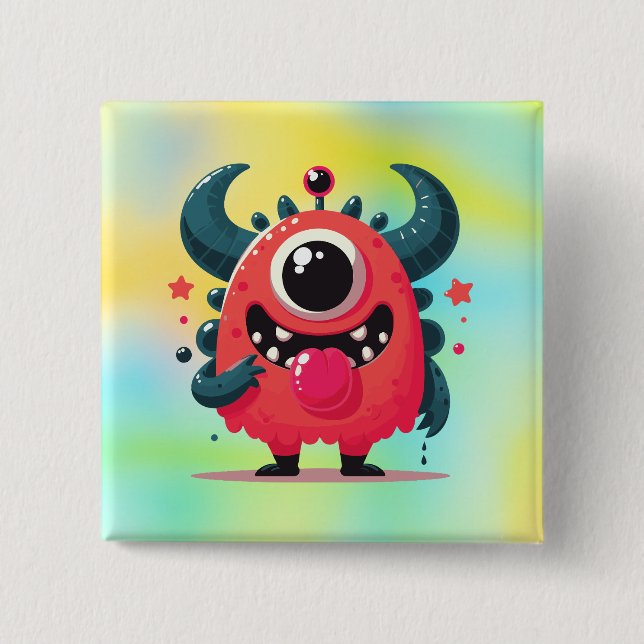Niedlich Orangenmonster-Cartoon-67423 Button (Vorderseite)