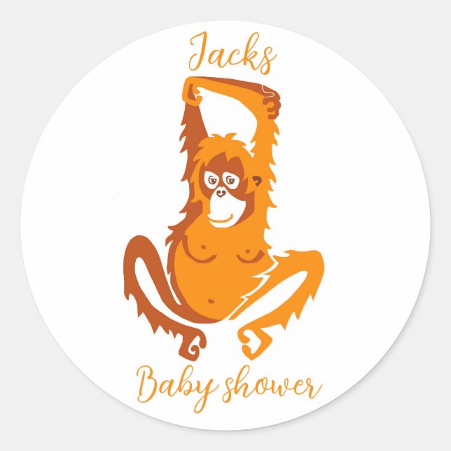 Niedlich ORANGUTAN - Tier - Babydusche - Personali Runder Aufkleber (Vorderseite)