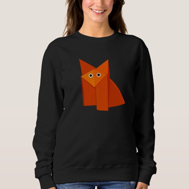 Niedlich Origami Fox Geometric Kawaii Sweatshirt (Vorderseite)