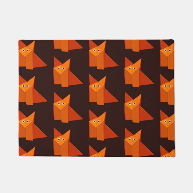 Niedlich Origami Fox Muster Orange Brown Fußmatte (Vorderseite)