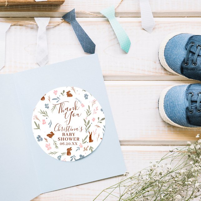 Niedlich Osterblütenkaninchen kleiner Hasen danke Runder Aufkleber (Von Creator hochgeladen)