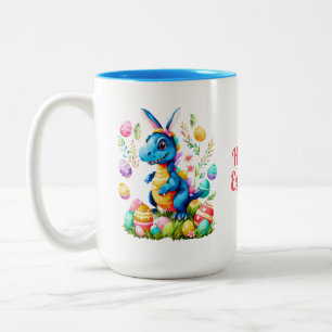 Niedlich Osterdinosaurier mit sonnigen Ohren Kaffe Zweifarbige Tasse