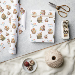 Niedlich Osterfarben Bunny Pattern Geschenkpapier