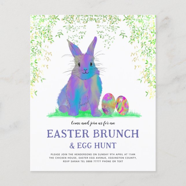 Niedlich Ostergeblasene Eizelljagd und Brunch Flyer (Vorne)