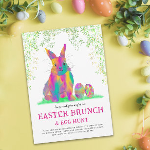 Niedlich Ostergeblasene Eizelljagd und Brunch Rosa Einladungspostkarte