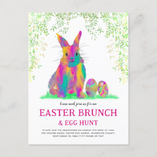Niedlich Ostergeblasene Eizelljagd und Brunch Rosa Einladungspostkarte