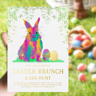 Niedlich Ostergeblasene Eizelljagd und Brunch Rosa Folieneinladung