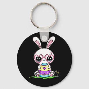 Niedlich Ostergeblasenes Herz Brille Pajama Schlüsselanhänger