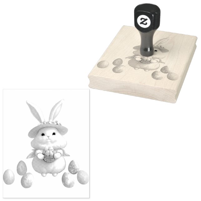 Niedlich Osterhase 01 Gummistempel (Stempel)