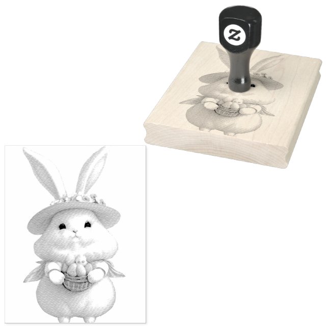 Niedlich Osterhase 01 Gummistempel (Stempel)