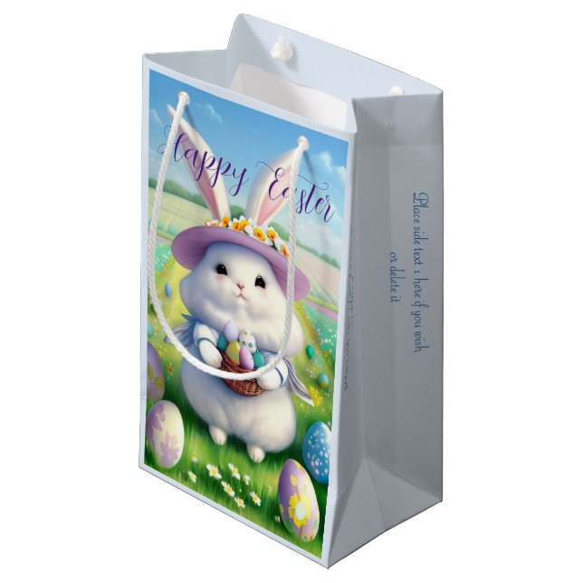 Niedlich Osterhase 01 Kleine Geschenktüte (Vorderseite Schrägansicht)