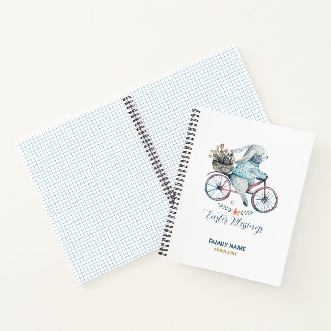 Niedlich Osterhase auf dem Bike Notizbuch (Innenseite)