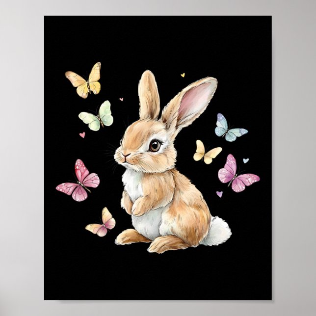 Niedlich Osterhase Butterfly Poster (Vorne)