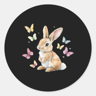 Niedlich Osterhase Butterfly Runder Aufkleber
