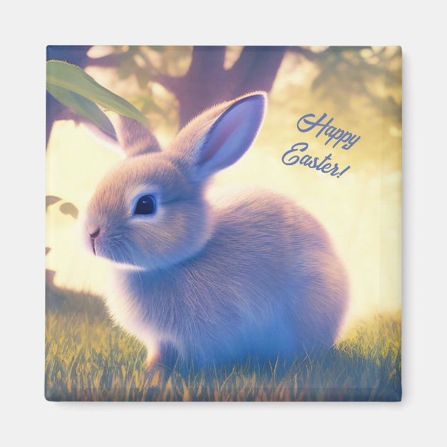 Niedlich Osterhase, Frohe Ostern - personalisierba Magnet (Vorne)