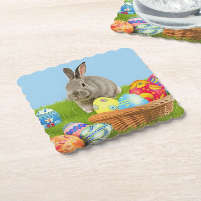 Niedlich Osterhase für positive Stimmung Papier Ko Untersetzer (angewinkelt)