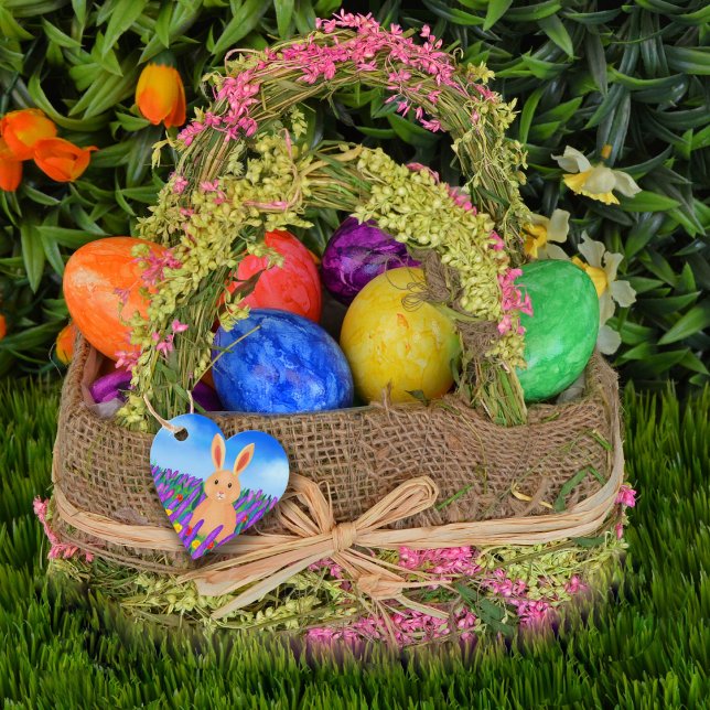 Niedlich Osterhase in den Blume Geschenkanhänger (Von Creator hochgeladen)