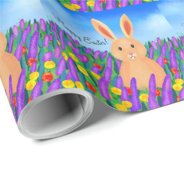 Niedlich Osterhase in den Blume personalisiert Geschenkpapier