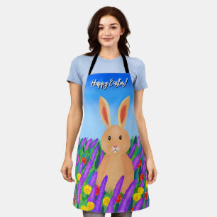 Niedlich Osterhase in den Blume Schürze
