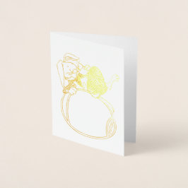 Niedlich Osterhase mit Blume und Ostereier Folienkarte