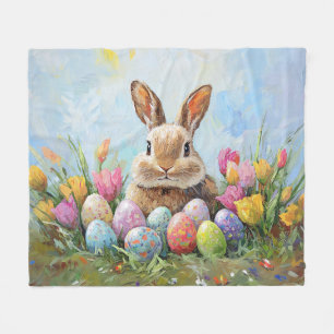 Niedlich Osterhase mit farbigen Eiern Fleecedecke