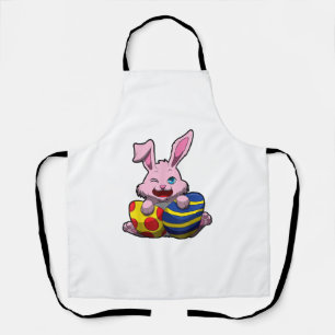 Niedlich Osterhase mit farbigen Eiern - Happy Oste Schürze