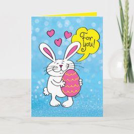 Niedlich Osterhase mit großem Ostereier Cartoon Karte