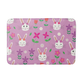 Niedlich Osterhase mit rosa, violetten Blumen Badematte