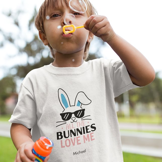 Niedlich Osterhase mit Sonnenbrille Personalisiert Kleinkind T-shirt (Von Creator hochgeladen)
