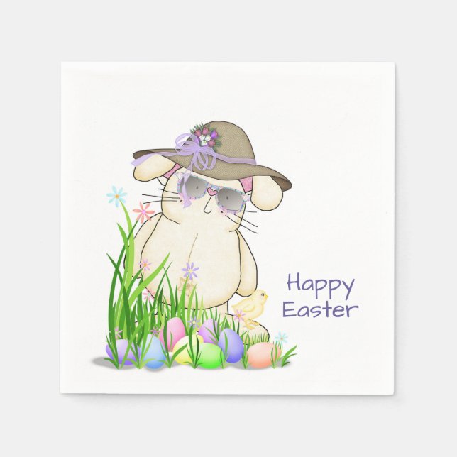 niedlich Osterhase mit Sonnenbrille Serviette (Vorderseite)