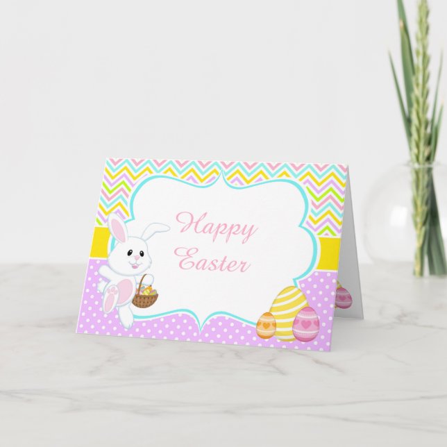 Niedlich Osterhase Ostereier Hunt Danke Feiertagskarte (Vorderseite)