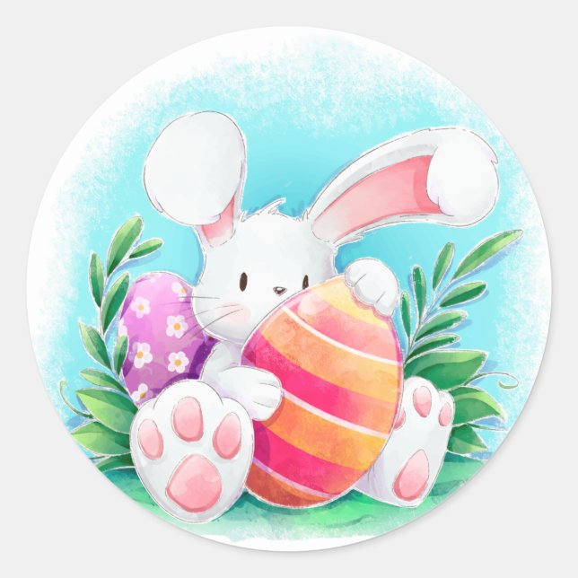 Niedlich Osterhase | SIEGEL Runder Aufkleber (Vorderseite)