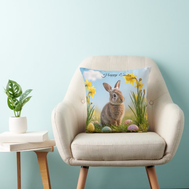 Niedlich Osterhase und Daffodin Kissen (Stuhl )