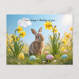 Niedlich Osterhase und Daffodin Postkarte