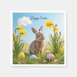 Niedlich Osterhase und Daffodin Serviette