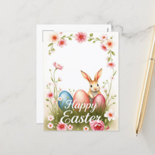 Niedlich Osterhase und Eggen Frühlingsurlaub Wünsc Feiertagspostkarte