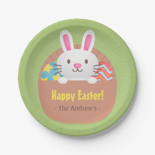 Niedlich Osterhase und Eierkörbe Party Pappteller (Vorderseite)