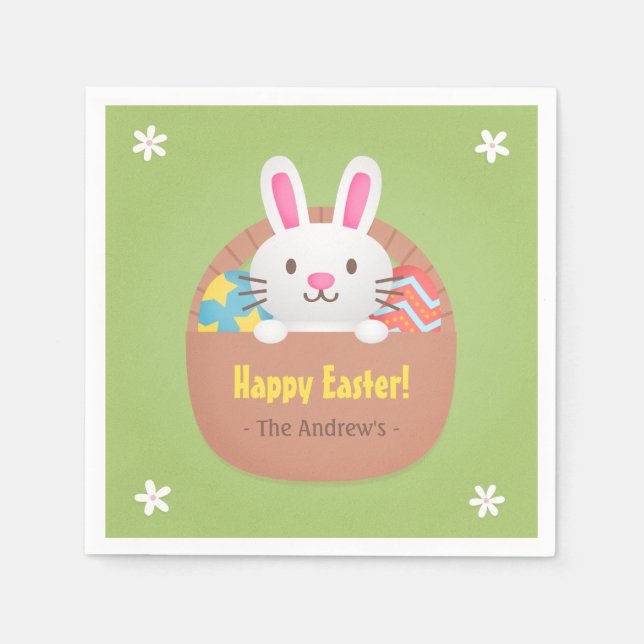Niedlich Osterhase und Eierspeisen Party Serviette (Vorderseite)
