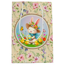 Niedlich Osterhase und glückliche Frühlingsblumen 