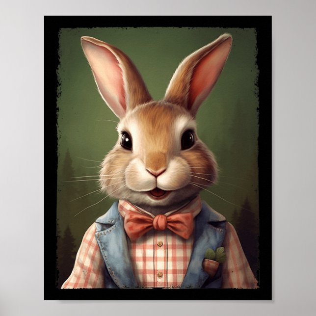 Niedlich Osterhasen Krawatte Rabbit Happy Osterjun Poster (Vorne)