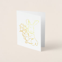 Niedlich Osterhasen mit Blume Pot Foil Card Folienkarte