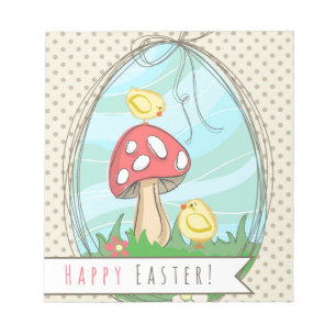 Niedlich Osterküken mit Pilz Happy Oaster Notizblock