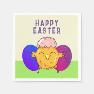 Niedlich Osterküken und Eierspeisen Frohe Ostern Serviette
