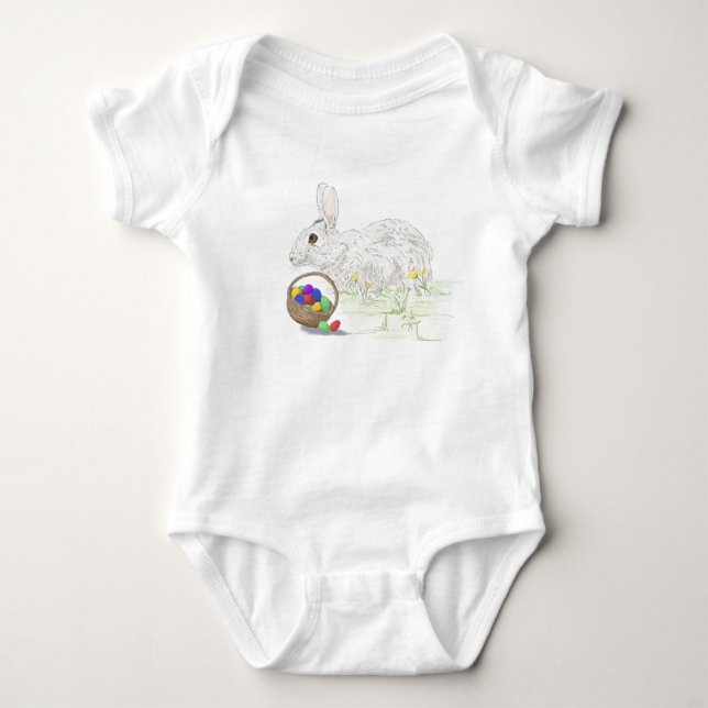 Niedlich Ostern Bunny Colorful Ostereier Baby Strampler (Vorderseite)
