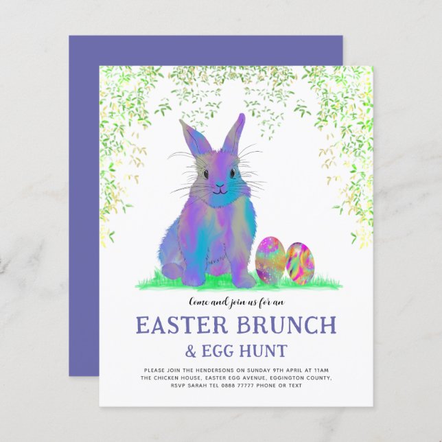 Niedlich Ostern Bunny Egg Hunt und Brunch Lila (Vorne/Hinten)